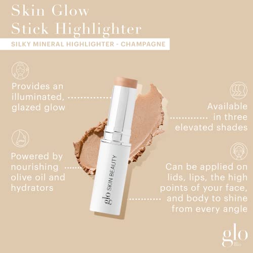 Glo Skin Beauty Skin Glow Stick Highlighter (Champagne) - Powered by Hydrators, Mineral Pigments & Mica for an Illuminated Glow - Clean Mineral Cream Highlighter