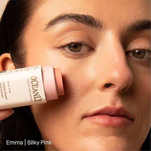 Bundle of ATTITUDE Oceanly Lightweight Blush Stick, Titanium Dioxide-Free, EWG Verified, Plastic-Free, Vegan & Cruelty-free Makeup, Silky Pink, 0.3 Oz + Sheer Lip Gloss Stick, Silky Pink, 0.12 Oz