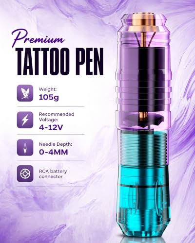 Lastjudg Wireless Tattoo Pen Kit with 2 Batteries for Beginners