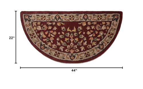 Hand-Tufted Hearth Rug 44x22 Inches - Red & Beige Fireplace Floor Protector