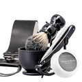 Men's Straight Razor Shaving Kit with Stand and Soap Bowl - Wet Grooming Set