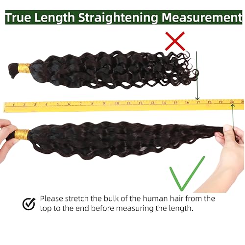 Water Wave Human Hair for Knotless Braiding - Natural Black, 16 Inch, Double Drawn