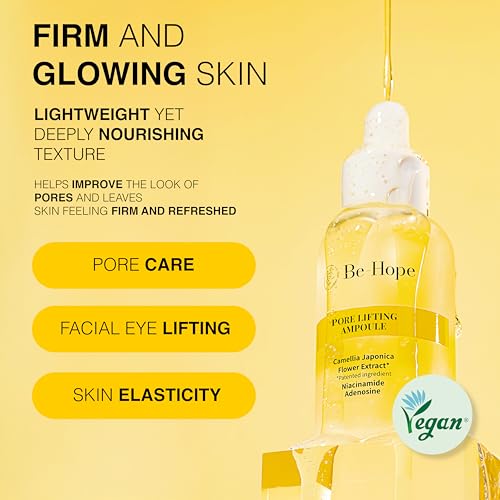 Be-Hope Vegan Luxury Pore Lifting Ampoule ? Firming and Pore Minimizing Serum with Peptides, Camellia Extract, Hyaluronic Acid ? Lightweight ? 50ml / 1.7 fl oz