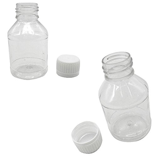 TRENDBOX Pack of 30-100ml Clear Empty PET Mini Storage Bottles Hard Plastic Durable Turn Screw Cover Cap Round Filling Liquid Rhinestones Water Container