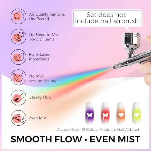 Rainbow Multicolor Airbrush Gel Nail Polish Set - No Mixing, No Clogging, Ready-to-Use