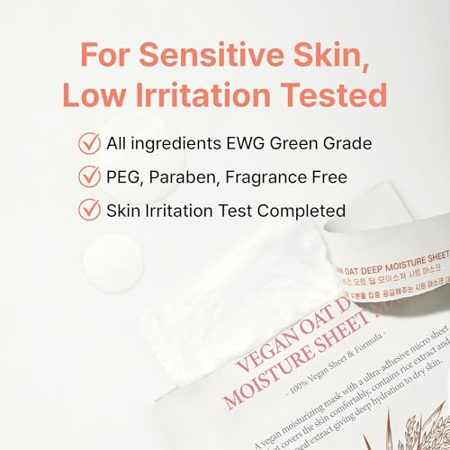 Vegan Deep Moisture Sheet Mask with Rice & Oat Extracts - Hydrating Skin Care