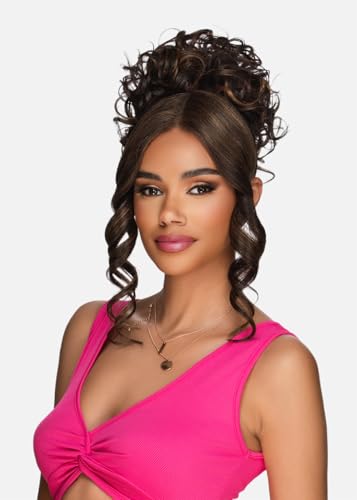 Vivica A. Fox Hair Collection Curly Bun & Lace Bangs - Off Black 1B