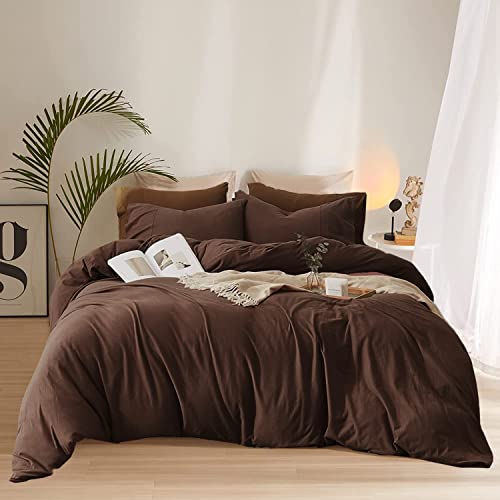 Pureant Brown Queen Comforter Set 90x90 Inches Mocha Coffee Bedding