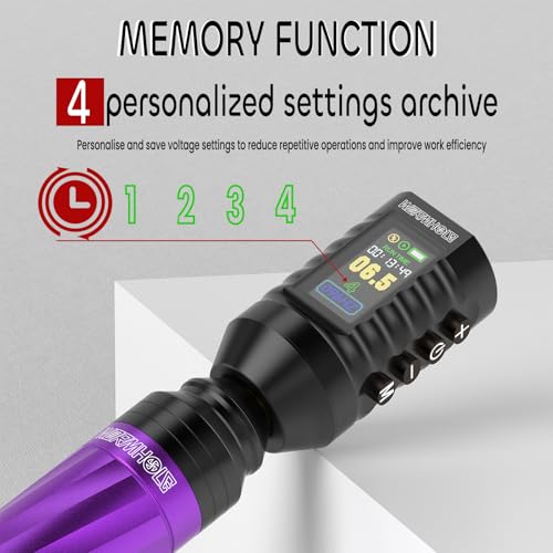 Purple Wireless Tattoo Gun Kit with Digital Display & 43pcs Supplies
