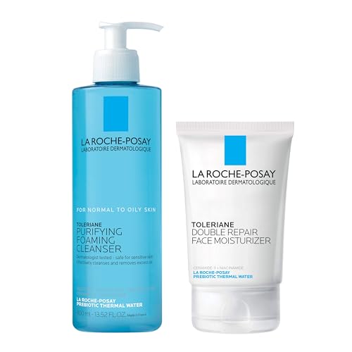 Bundle of La Roche-Posay Toleriane Purifying Foaming Facial Cleanser + Toleriane Double Repair Face Moisturizer