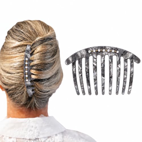 Camila Paris Grey 4.75-Inch French Twist Hair Comb with Crystals