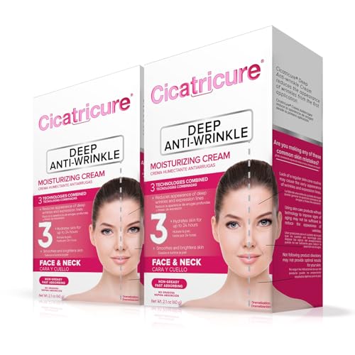 Cicatricure Deep Anti-Wrinkle Face & Neck Cream 2 Pack - Fast Results, Non-Greasy Moisturizer for Women