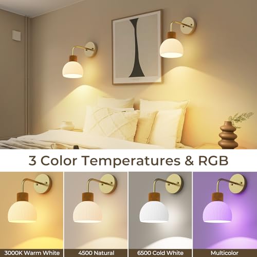 Glass Battery Operated Wall Sconces Set of 2 - Gold, Rechargeable, Dimmable with Remote & Timer