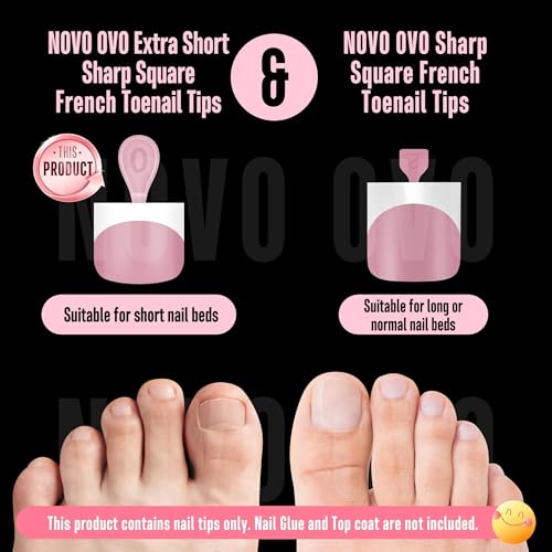 Extra Short Sharp Square Toe Nail Tips White French Tip Berry Pink Pedicure Kit - 16 Sizes