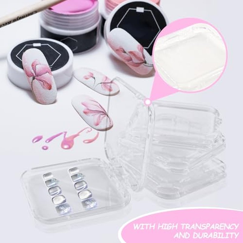 30pcs Press On Nail Packaging Box£¬Press On Nail Storage Box Set With 60pcs Of Double-Sided Adhesive Tape£¬Suitable For Nail Storage And Nail Art Display (Clear)