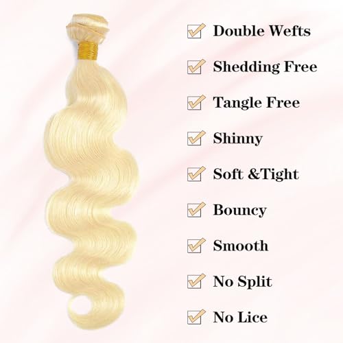 ROYAL IMPRESSION 24 Inch Blonde Body Wave Hair Bundles 613 Virgin Human Hair No Tangle