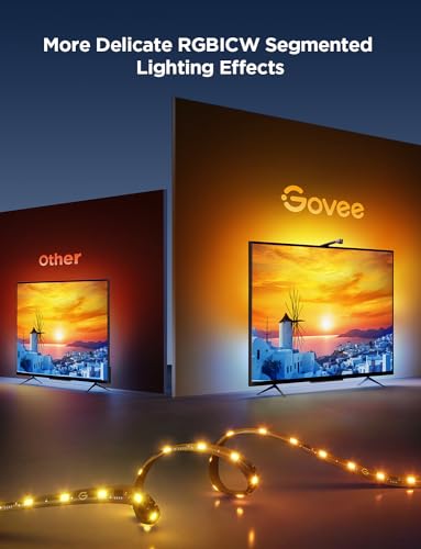 Govee TV Backlight 3 Lite 16.4ft LED Strip Lights for 75-85 Inch TVs - Sync & Immersive Color