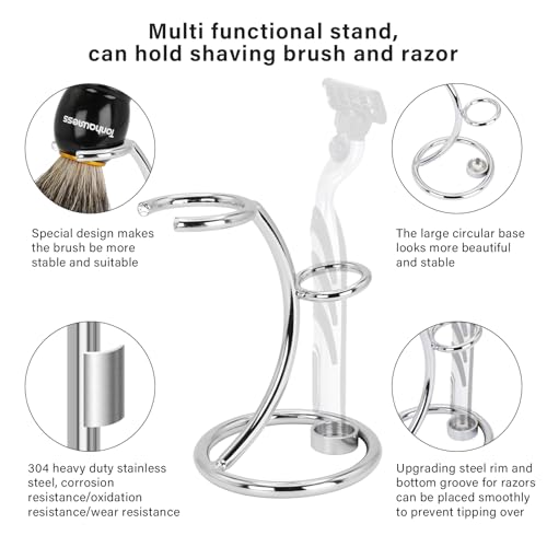 Badger Hair Shaving Brush Kit with Soap and Stand - 4-in-1 Men’s Grooming Set