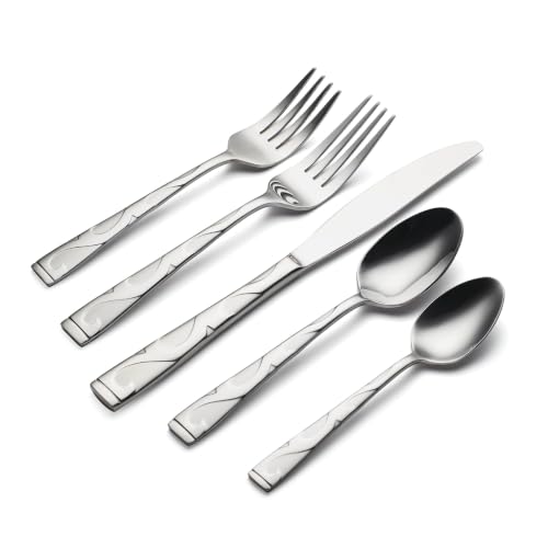 Oneida Tuscany 45-Piece Flatware Set for 8 - Embossed Rock-Inspired Silverware