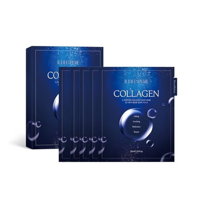 IL Deepure -Collagen Real Glow Mask, Hydrating Cocount Sheet Hydrogel Mask, Pore Minimizing, Elasticity, Plumping Improvement, Korean Skincare, Stocking Stuffers for Teen Girls | 1.01oz(30g) x 5ea