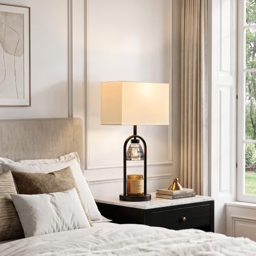 Black 22-Inch Modern Candle Warmer Table Lamp with Dimmable Light