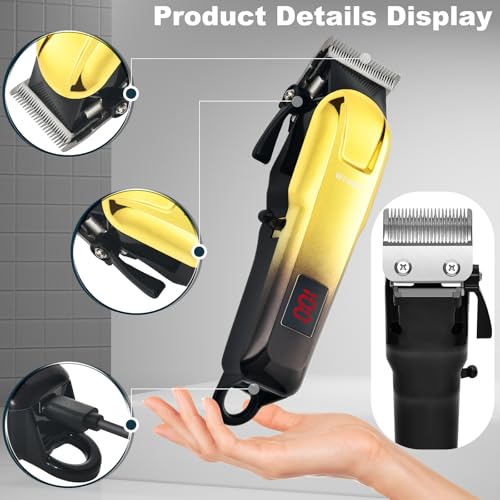 Men's Cordless Hair Clippers Set with LED Display & Accessories