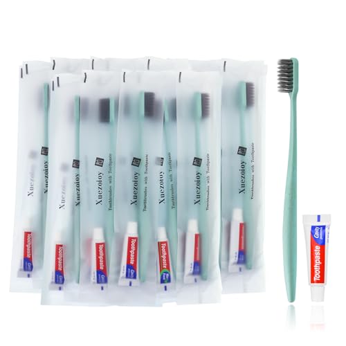 Disposable Toothbrushes with Toothpaste, 60 Pack Green – Xuezoioy