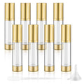 8 Pcs 50ml/1.7oz Empty Airless Pump Bottles without Straw Plastic Vacuum Bottle Refillable Cosmetic Containers for Lotion Cream Foundation,1Funnel & 1 Pipette,Golden Head