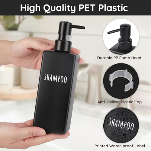Black 6 Pack Matte Soap Dispensers - Refillable 16.9 oz Bottles for Bathroom & Hotel
