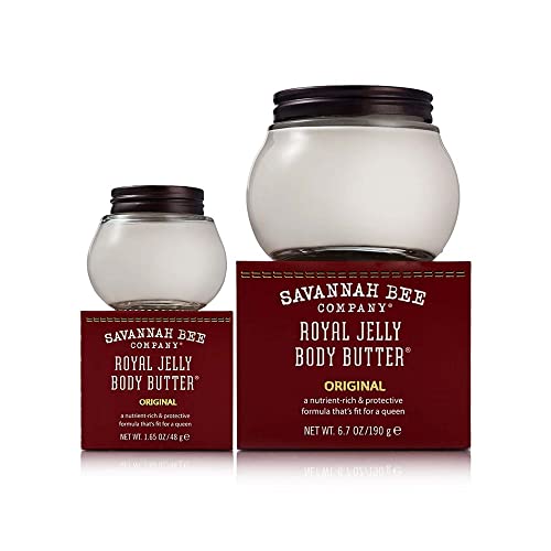 Savannah Bee Royal Jelly Body Butter – Organic Honey, Nourishing Moisturizer, 6.7oz & 1.65oz