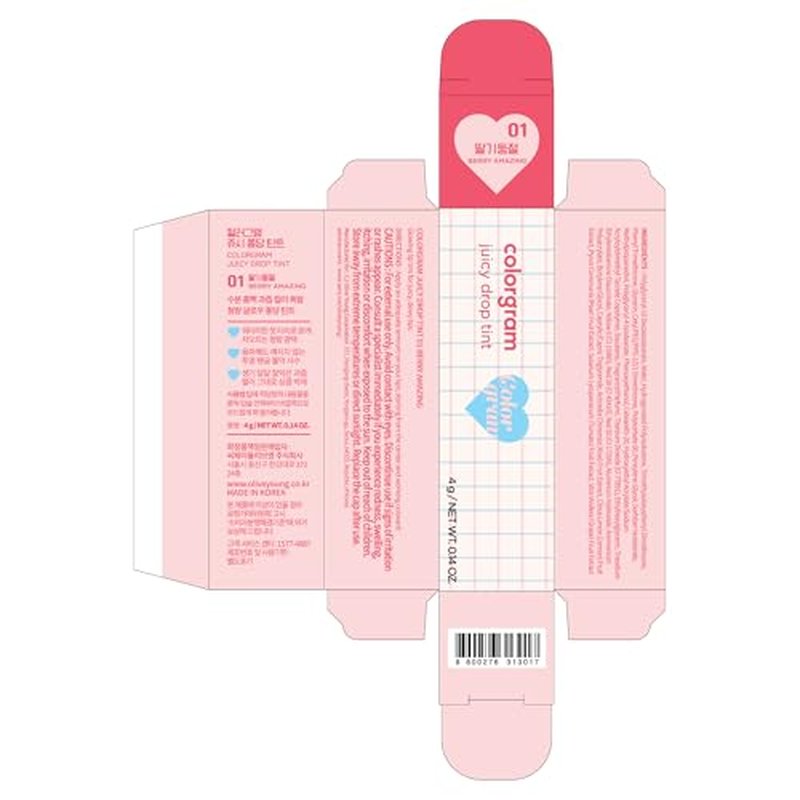 COLORGRAM Juicy Drop Tint 01 Berry Amazing | Juicy Lip Gloss, Glowing Lip Stain with Fruity Colors, Buildable & Blendable, Highly Pigmented