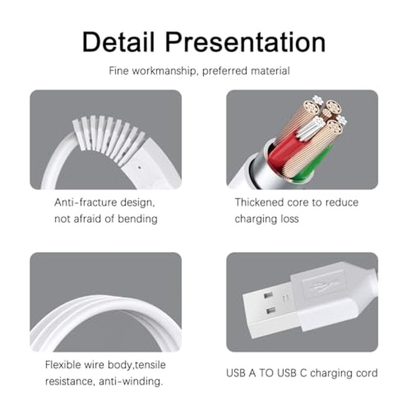 2Pcs Power Cord for Remington Smooth & Silky Electric Shaver WDF5030A, WDF4816NA, WDF4821US, WDF4825, Women¡¯s Shaver & Trimmer Replacement Charging Cable, White