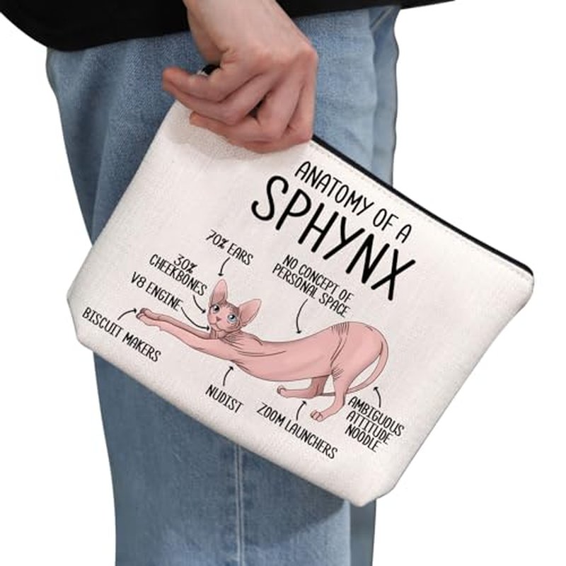 G2TUP Sphynx Cat Lover Gift Anatomy Makeup Bag - Cosmetic Bag for Sphynx Mom and Owner (A Sphynx Cat MB)