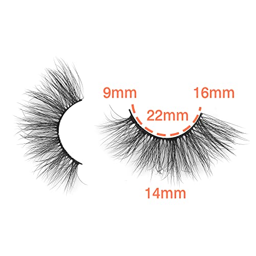 Lashes False Wispy Eyelashes Natural Volume Cat Eye Lash Strips Thick Fake Mink Eyelash Pack Natural Looking Fluffy Full Strip Lashes Set Clear Band Easy Eyelashes for Beginners