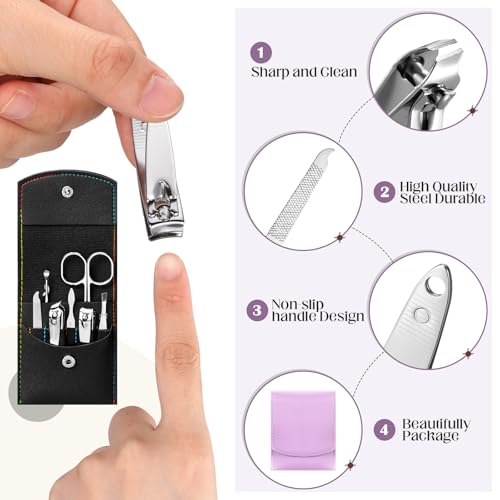 30 Set Manicure Kit Bulk Nail Clippers 7 in 1 Mini Nail Clippers Stainless Steel Professional Care Pedicure with Travel Bag Grooming Kit for Women Men Home(Retro Color,Stylish)
