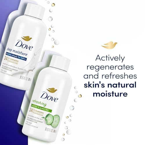 Dove Body Wash Travel Essentials Variety 4-Pack ? Refreshing Cucumber & Green Tea + Deep Moisture Nourishing Body Washes, 3 Oz Ea