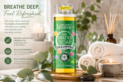 Multi-Use Liquid Castile Soap Eucalyptus 32oz 2-Pack for Body, Home & Laundry