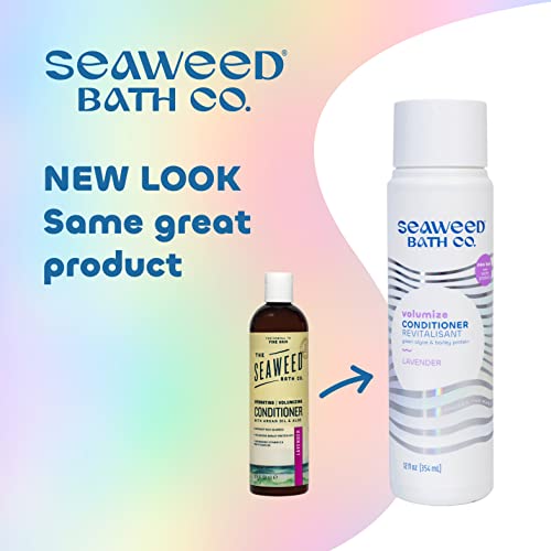 Seaweed Bath Co. Volumize Conditioner, Lavender Scent, 12 Ounce, Sustainably Harvested Seaweed, Green Algae, Barley Protein, For Normal to Fine Hair