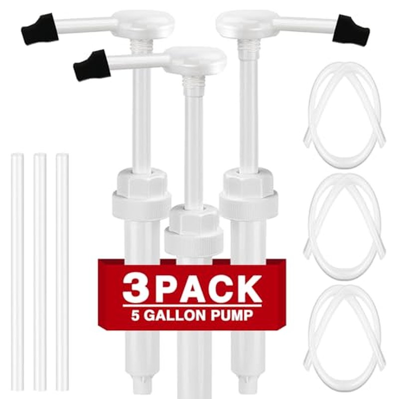 3 Pack 1 oz Pump for Large Gallon Bucket, 5 Gallon Pump Dispenser 38-400, Anti Dripping, with 50cm Extended Tube, Great for Shampoo, Conditioner, Laundry, Detergent, Bleach Liquid, Oil & More
