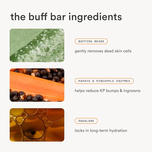 NEW Nood¢â Buff Bar ? Pre-Shave Exfoliating Body Scrubber Treatment for Keratosis Pilaris (KP) Bumps ? Reduce Ingrown Hairs, Improve Skin Texture, & Reveal Brighter, Healthier Skin