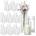 Trxvxo 24 Pcs Ribbed Glass Vases & Hurricane Holders - 2.5" Wide, 5/6/8" Heights
