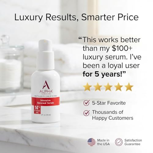 Alpha Skin Care Renewal Serum with 14% Glycolic AHA - 2 Oz - Anti-Aging Facial Treatment