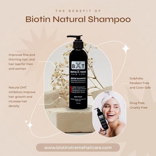 Biotin X Treme Hair Growth Shampoo 8 oz - Natural DHT Blocker for Thinning Hair