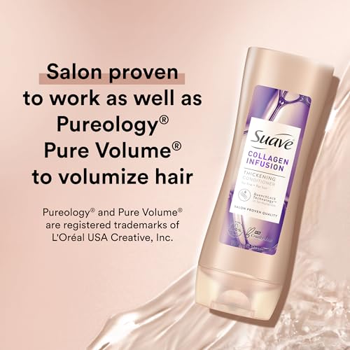 Suave Professionals Thickening Conditioner Collagen Infusion For Fine to Flat Hair Conditioner for Volume 12.6 oz (Pack of 2)