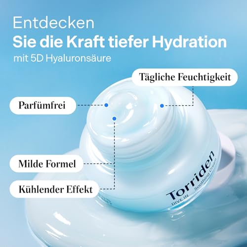 TORRIDEN Dive-in Low-Molecular Hyaluronic Acid Toner, 10.14 fl oz + Soothing Cream 3.38 fl oz | Vegan Clean Cruelty Free Facial Ampoule Moisturizer Astringent Alcohol-Free Fragrance-Free