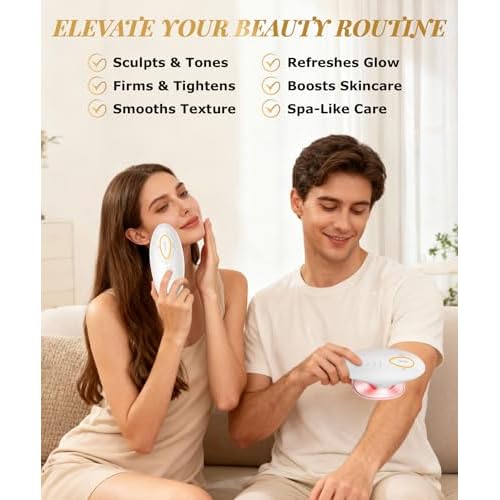 INTEO 3 in 1 Face & Body Sculpting Machine ? Rechargeable Beauty Device for Body Contouring, Cellulite Massager Tool with Red Light Therapy for Home Spa or Travel Self-Care