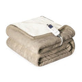 Electric Blanket 72x84 Full Size Reversible Flannel & Sherpa Light Brown - 10 Heat Settings, 12 Timer, Auto-Shut Off