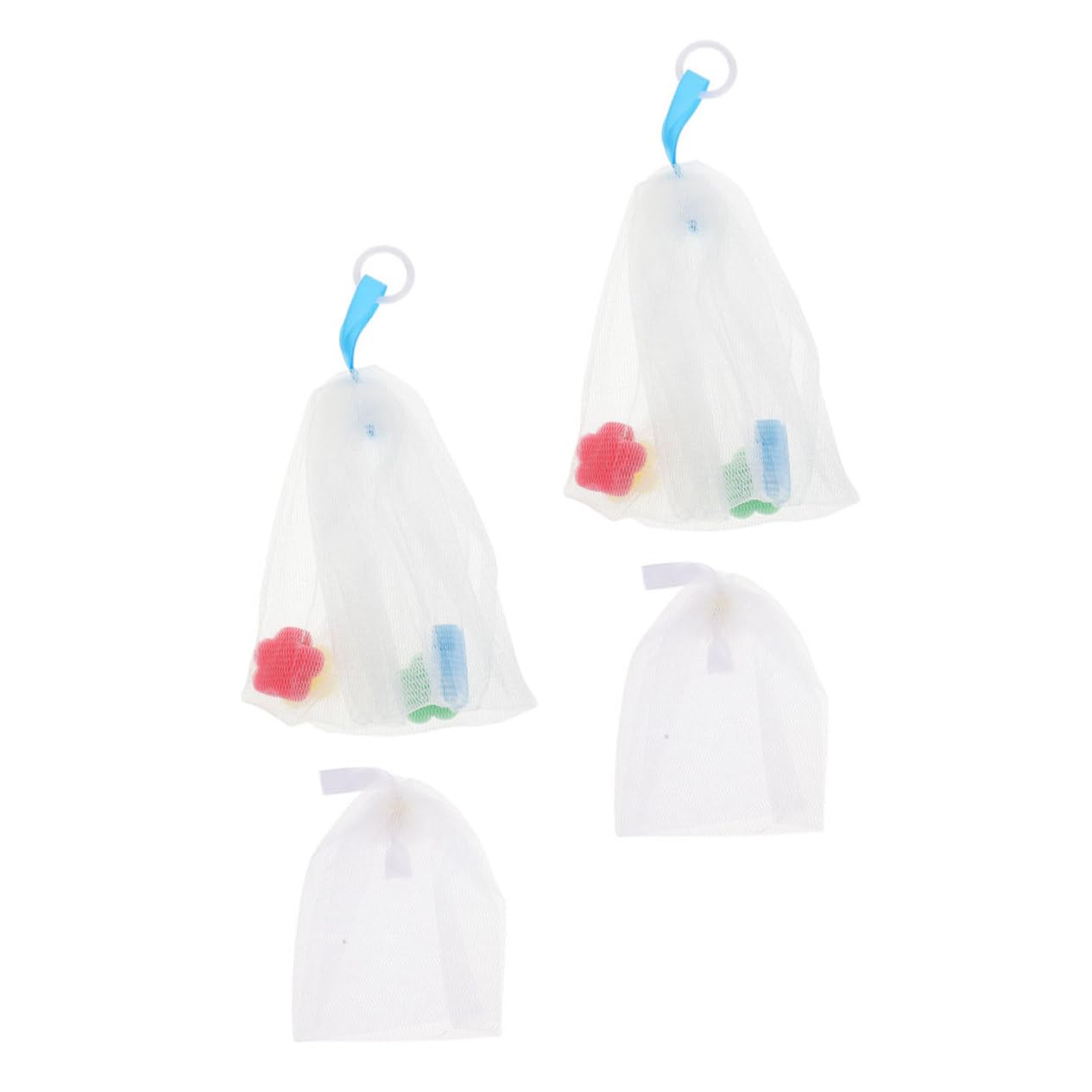 minkissy 4pcs Facial Foaming Nets for Soap Exfoliating Bubble Maker Pouches for Gentle Face Wash Skincare Routine Sponge Flower Design