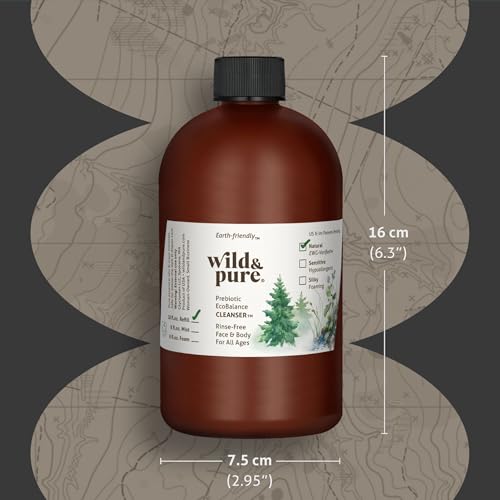 Wild & Pure EWG Verified Natural Body Wash Refill 18oz Pack of 2 – Refillable, Plant-Based Skincare for Face & Body