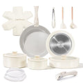 Ceramic Nonstick Cookware Set 19 Pieces with Detachable Handle - Induction Oven Safe Kitchen Pots and Pans